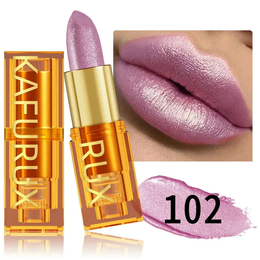 16 colors Bold& Intense Glitter Shiny Metallic Lipstick Pearlescent Lip Tint, Long lasting Lip Makeup Gifts for Women Cosmetics