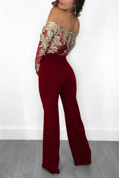 Elegant Lace Stitching Jumpsuit 2025 Summer Wide Leg Pants Romper Women Casual Office Playsuit Holiday Communting Overalls Mujer