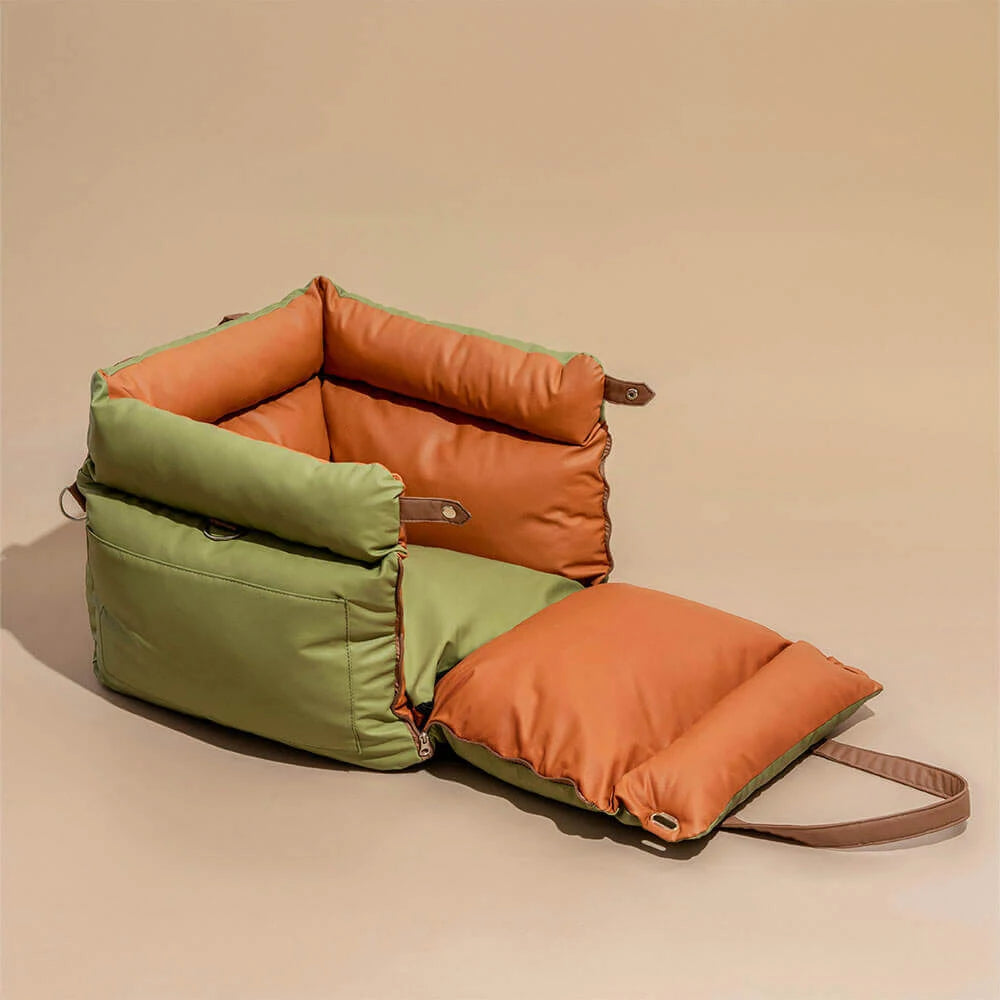 Pet Outing Lathe Luxury Faux Leather Dog Car Seat/Cat Car Bed/Booster Bed Pet Booster Car Seat Dog Cat Travel Seat