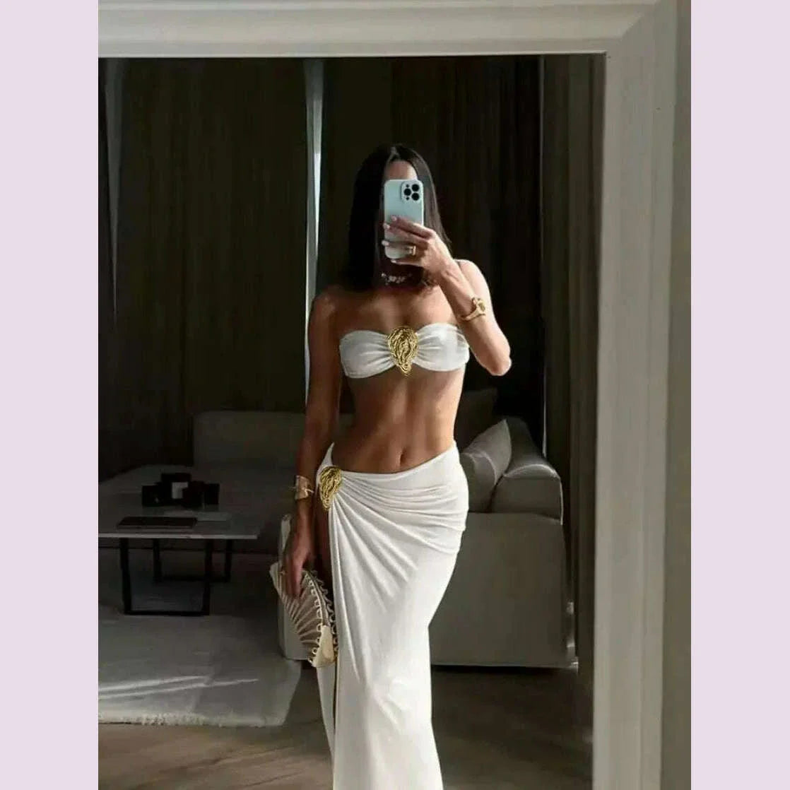 Off Shoulder Bikini With Skirt Women Swimsuit 2025 Biquini High Cut Swimwear Lady Holiday Bath Suit Female Beachwear Outfits