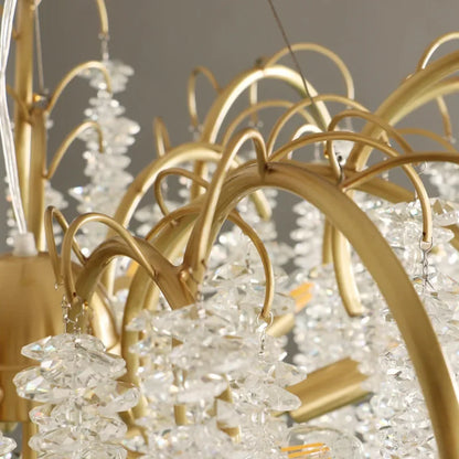 2024 Luxury Gold Glass LED Lights Ceiling Chandeliers Crystal Hanging Pendant Lamps Home Decor for Dining Room Lustres