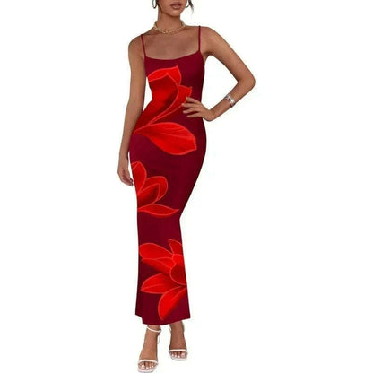 Sexy Tight Floral Print Strapless Dress Spring Summer New Arrival Cross-Border Hot Sale Ins Style Women's Ankle-Length Gown