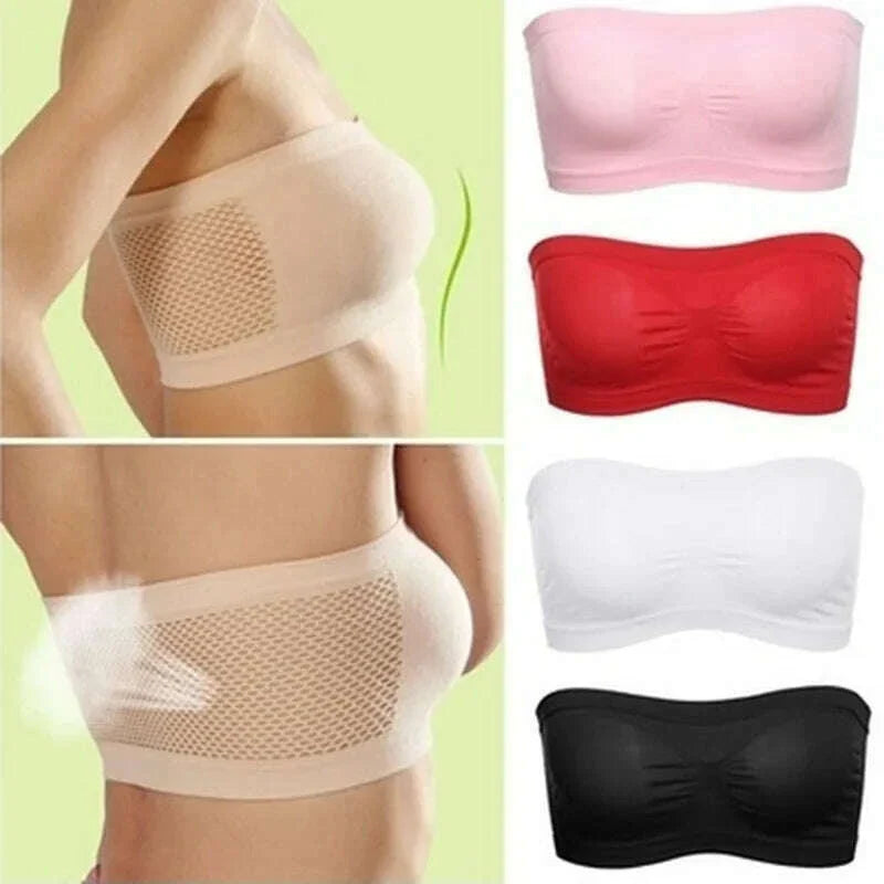 Women Sexy Lingerie Lace Seamless Tube Top Breathable Strapless Bandeau Bra Underwear Without Pad Sleep Underwear Sports Bra