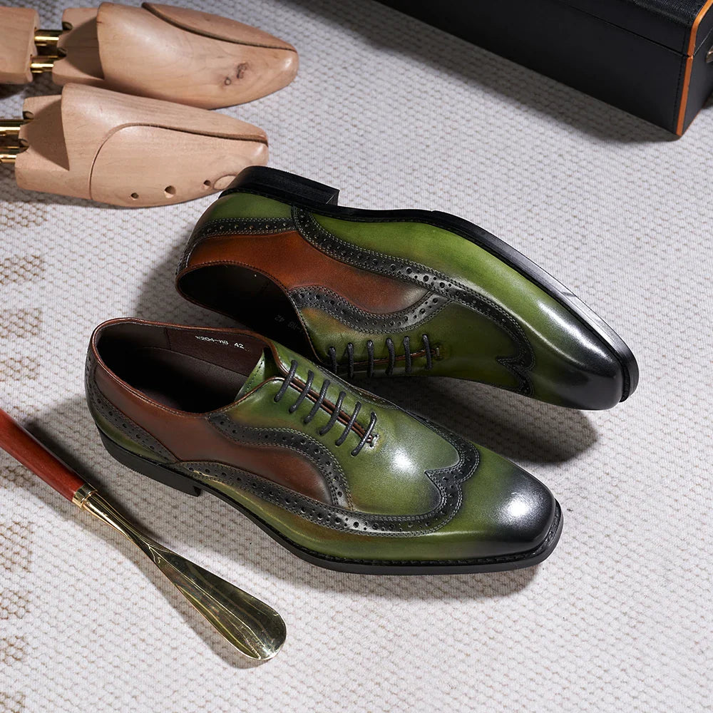 Luxury Italian Men&#39;s Oxfords Genuine Leather Brogue Wingtip Wedding Party Dress Shoes for Men Classic Lace-Up Office Formal Shoe