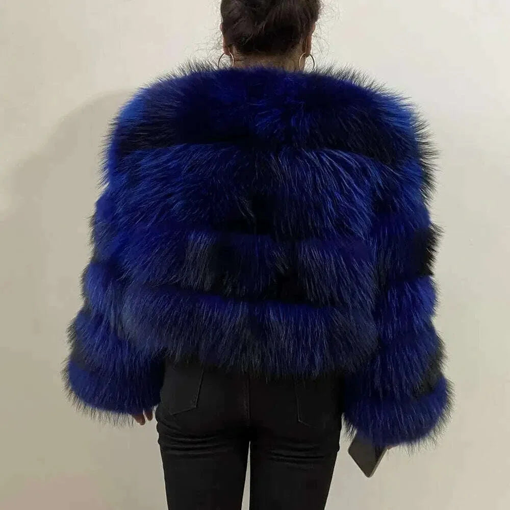 BEIZIRU Real Raccoon Fur Coat Women Winter Long Sleeve Natural Luxury Jackets  Thick  Top