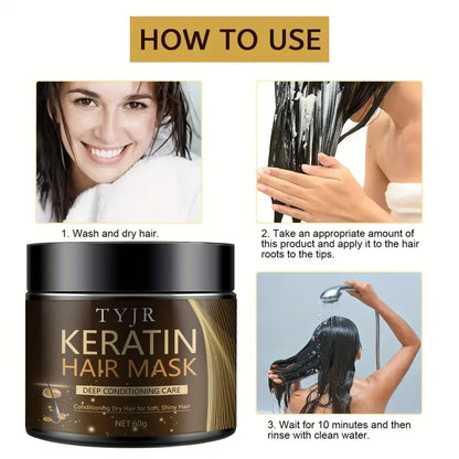 Keratin Hair Mask Professional Hair Care Deep Repair Mask Suitable for All Hair Types | Small Travel Bag/60G