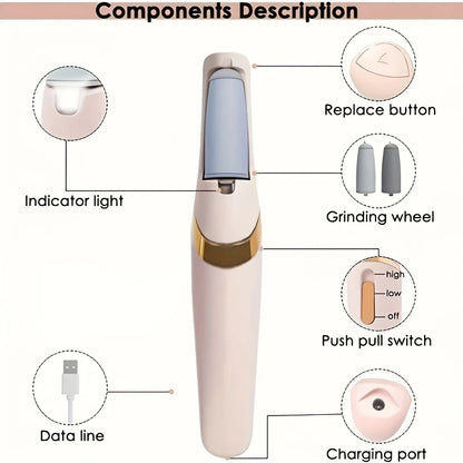USB Rechargeable Electric Foot Callus Remover Automatic Scrubber for Feet Hands, Multifunctional Pedicure Tool,for Smooth Feet.