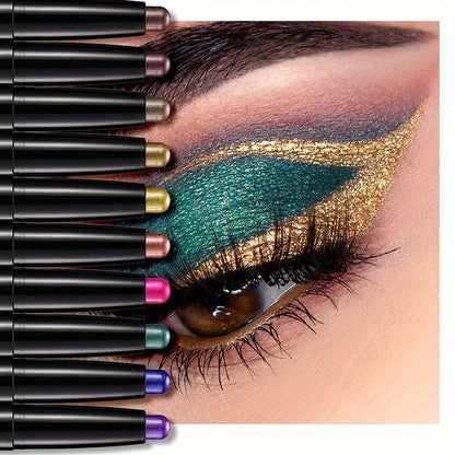Brown Neutral Metal Eye Shadow Stick, Magic Color cream Shimmer Crayon, Eye Whitening Stick, Highlight Pen, Eyeliner Pen