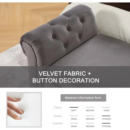 Velvet Storage Bench with Button for Entryway, Living Room63'' Storage Ottoman Bench for Bedroom, End of Bed Bench with Arms