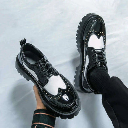 Men Casual Office Business Formal Oxford Thick Bottom Dress Shoes Men Gentleman Outdoor Patent Leather Wedding Shoes Fashion