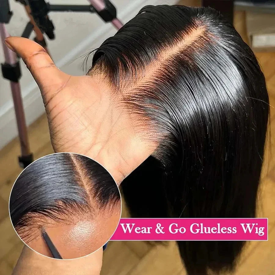 Short Bob Wig Straight Human Hair Wigs 13x4 Transparent Lace Frontal Wig Pre Plucked  Virgin Human Hair Lace Closure Wig 180%