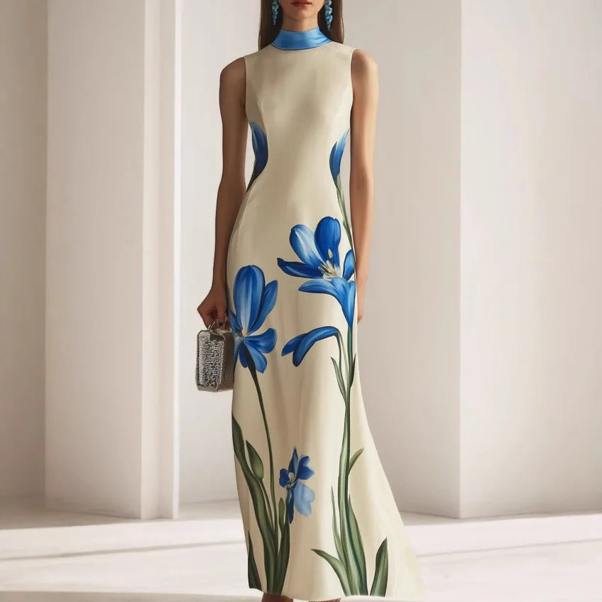 Summer's New Trendy Vacation Bestseller Fitted Printed Catwalk Tight Long Dress