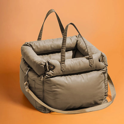 Pet Outing Lathe Luxury Faux Leather Dog Car Seat/Cat Car Bed/Booster Bed Pet Booster Car Seat Dog Cat Travel Seat
