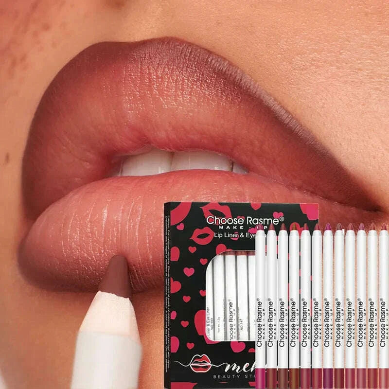 12 Colors Sexy Matte Lipstick Pencil Waterproof Lasting Lip Liner Pen Non-stick Cup Lip Contour Pencil Beauty Makeup Set