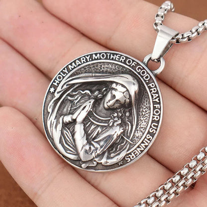 Trendy Design Virgin Mary Necklace Popular Charm Stainless Steel Holy Mary Mother Pendant Thanksgiving Vintage Religious Jewelry