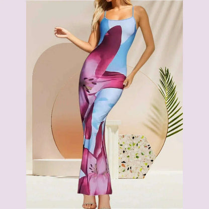 Sexy Tight Floral Print Strapless Dress Spring Summer New Arrival Cross-Border Hot Sale Ins Style Women's Ankle-Length Gown