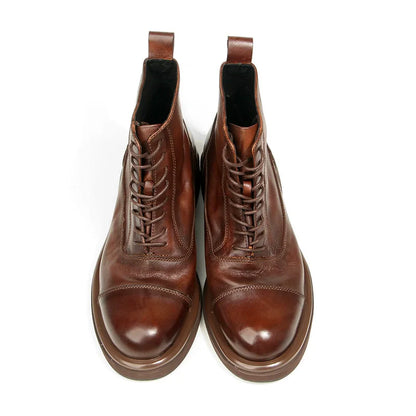 high-quality Men's boots Genuine leather Motorcycle boots Handmade leather boots Business high top formal shoes wear resistant