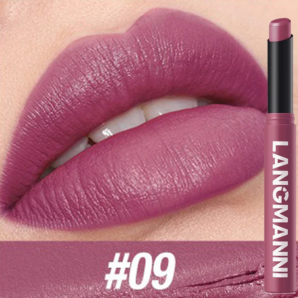 12 Color Matte Lipstick Pencil Waterproof Long Lasting Non-Stick Cup Lip Stain Tint Cosmetic Nude Lipstick Pen Makeup Maquillage