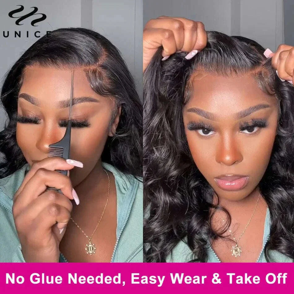 Unice Hair Pre Cut Pre Bleached 5X5 HD Lace Wig 7x5 13x4 Glueless Wig Human Hair Body Wave Lace Front Wigs