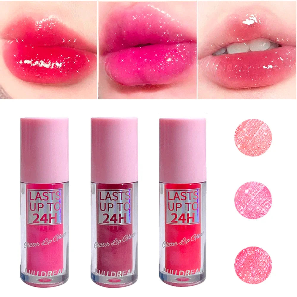 Flowing Light Glitter Lip Glaze, Moisturizing Lip Gloss & Lip Oil Tint,Waterproof Long-Lasting Shine,Multi-Look Makeup,Certified