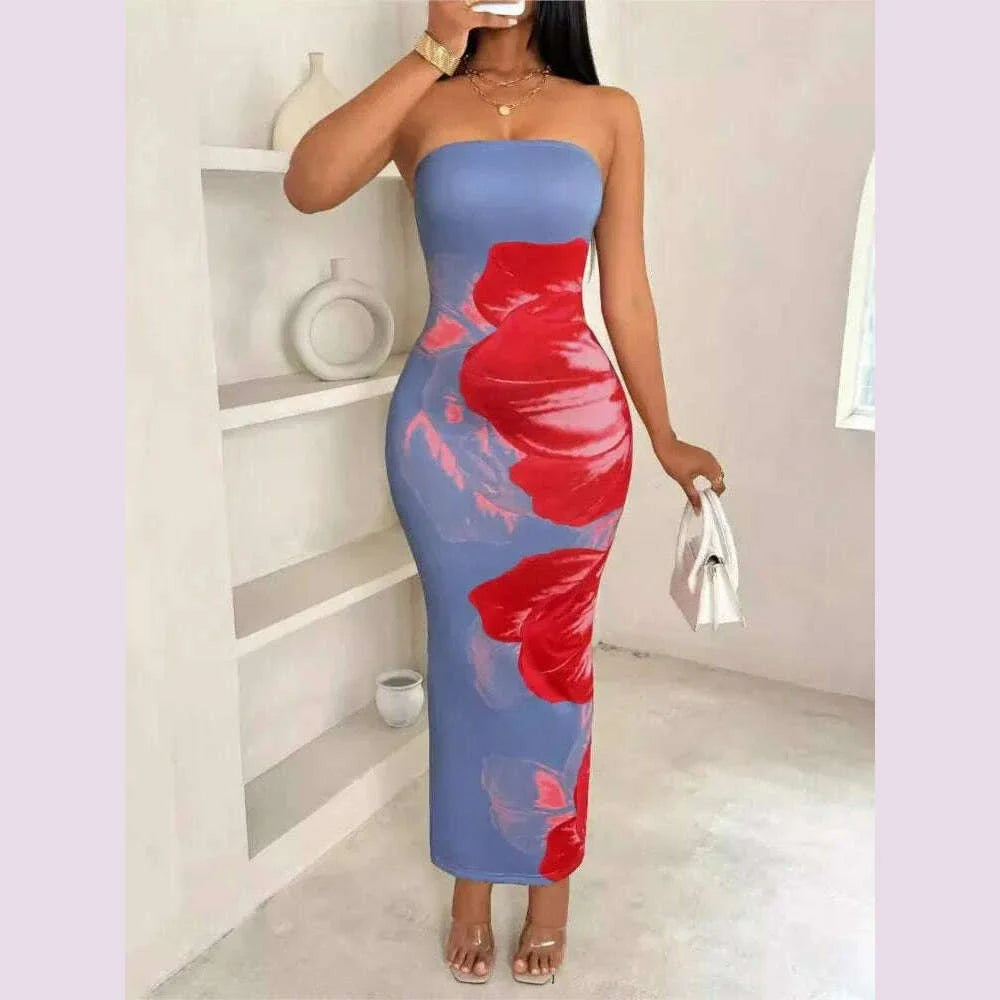 New Women's Dresses Summer Vintage Strap Casual Slim Elegant Evening Sleeveless Night Ruffles Sexy Maxi Long Dress Vestidos Sexy