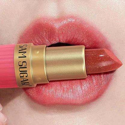6 Colors Diamond Pearlescent Lipstick Glitter Shiny Metallic Lipstick Lip Tint Long Lasting Nude Shimmer Shiny Lip Gloss Makeup