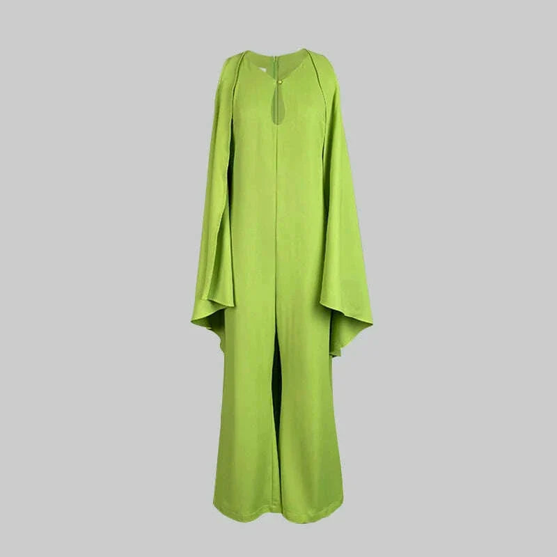 Modigirl 2025 Spring Jumpsuits Woman Elegant Cold Shoulder Batwing Sleeves Summer Green One Pieces Outfit Luxury Casual Jumpsuit