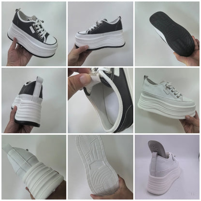 Fujin Wedge Heel Sneakers Shoes Comfy Casual Shoes Female 9cm High Quality Microfiber Leather White Platform Sneakers for Women