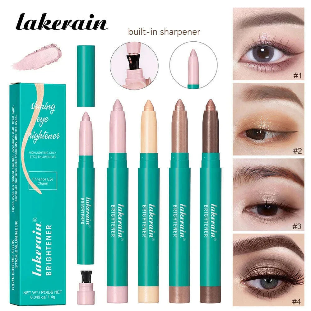 Eye Shadow Lying Silkworm Highlighter Pen Eyes Makeup Pink Pearl High-gloss Brightening Glitter Eyeshadow Stick with Sharpener