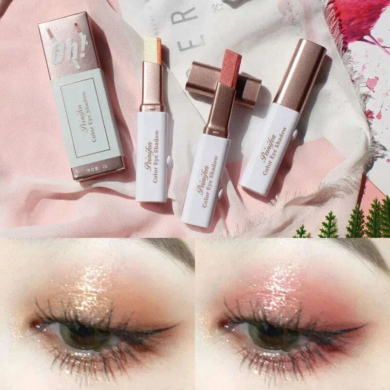 2 in 1 Pearly Glitter Highlighter Eyeshadow Stick Waterproof Long Lasting Shimmer Eye Shadow Eyeliner Lazy Beauty Eyes Make Up