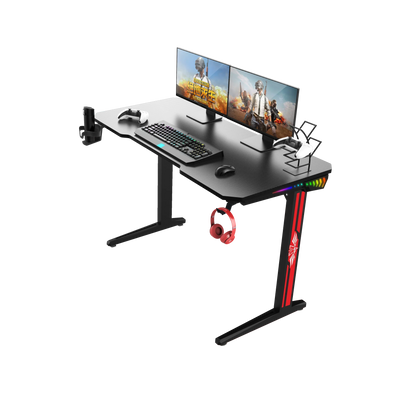 A Modern carbon fiber desktop large pc desk gaming custom adjustable big picture black computer gaming led desks for office