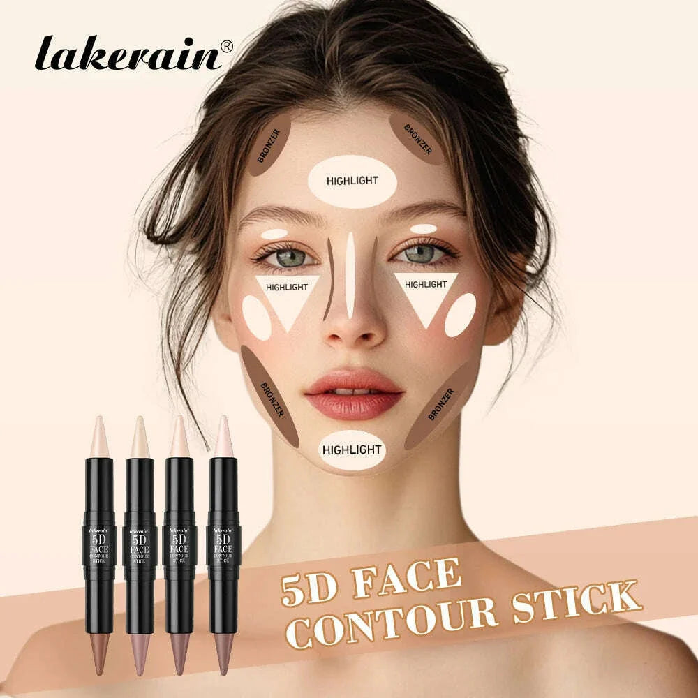 Double Head Highlight Pen Highlighter For High Nose Bridge Shadow V Face Foundation Contour Makeup Concealer Stick Cosmetics