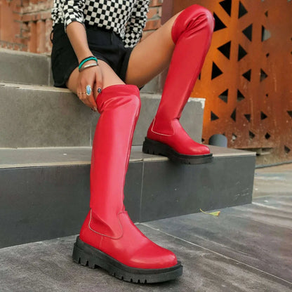 2025 Brand New Female Platform Thigh High Boots Fashion Slim Chunky Heels Over The Knee Boots Women Party Shoes Woman