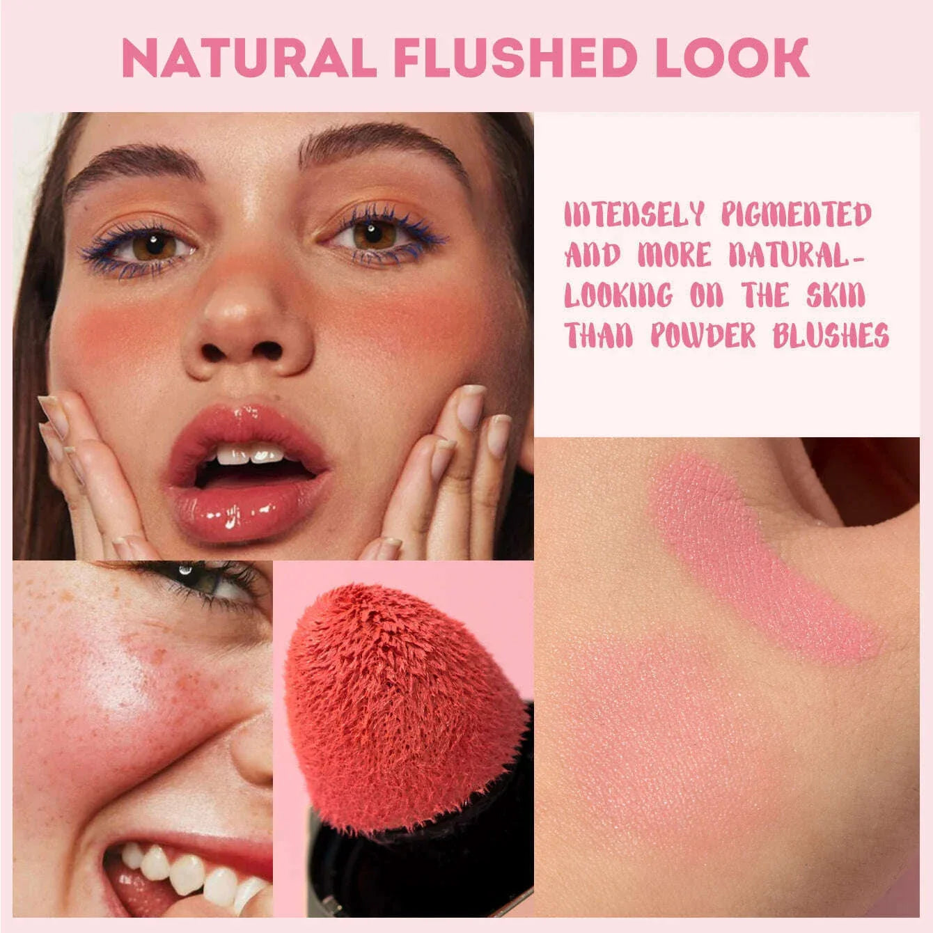 3PCS 2-in-1 Liquid Blush Set,  Cheek&Lip Tint, Buildable Color Hypoallergenic Blush, Dewy Cream Blush Girls Must Have Makeup Set