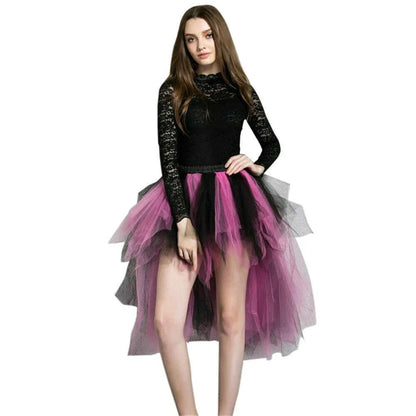 MisShow Rainbow High Low Skirts Tie Dye Tulle Tutu Skirt Bustle Petticoat Clubwear Fancy Dance Carnival Dress
