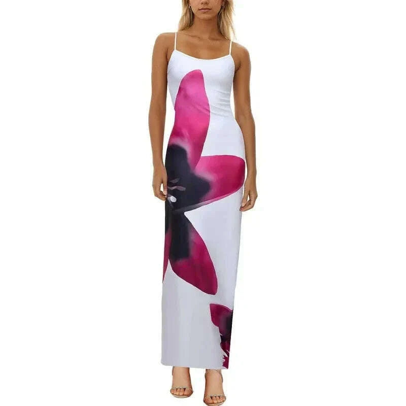 Sexy Tight Floral Print Strapless Dress Spring Summer New Arrival Cross-Border Hot Sale Ins Style Women's Ankle-Length Gown