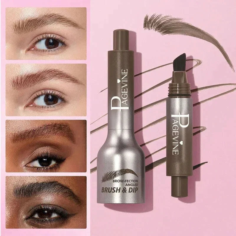 Square Brush Eyebrow Cream Waterproof Velvet Wild Eyebrow Tint Pen Eyebrow Cream Lasting Color Rendering 3D Makeup Wild Eye Brow