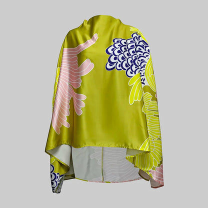 Yeezzi Women Vintage Elegant Flower Printed Batwing Sleeves Blouses & High Waisted A-Line Skirts Party Evening Two Piece Sets