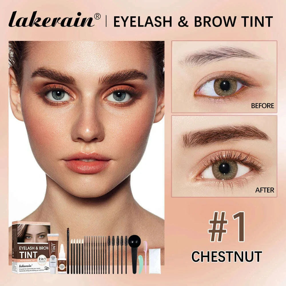 Lakerain Eyebrow Tint Dye Professional Eyebrow Dye Waterproof Long-lasting Eyebrow Brow Kit Semi Permanent Home Use Pro Kit