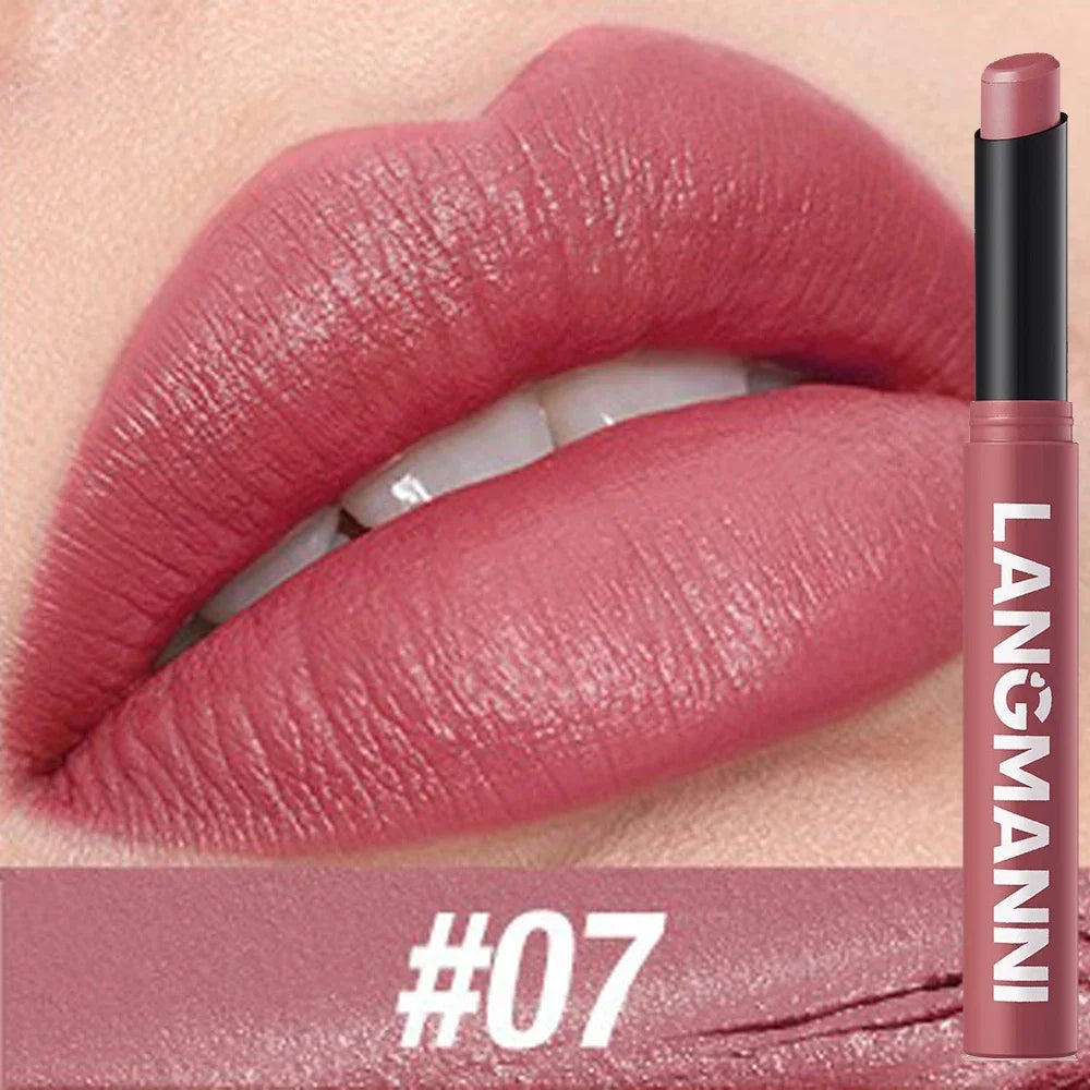 12 Color Matte Lipstick Pencil Waterproof Long Lasting Non-Stick Cup Lip Stain Tint Cosmetic Nude Lipstick Pen Makeup Maquillage
