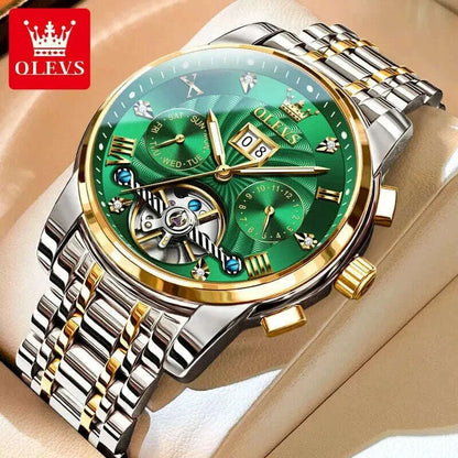 OLEVS 9910 Tourbillon Automatic Watch for Men Luxury Skeleton Men's Mechanical Wristwatch Stainless Steel Top Original Man Watch