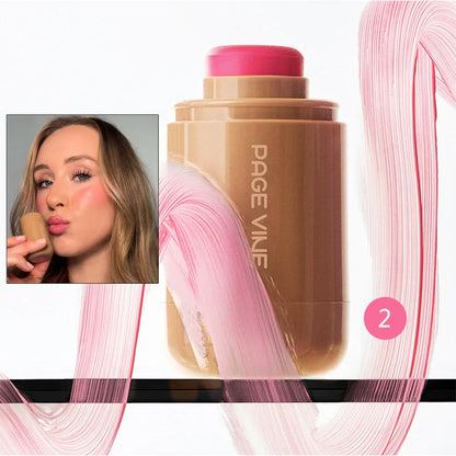 PAGE VINE Pocket Blush Stick Multi-Functional 6 Colors Lip & Cheek Highlighter Waterproof Natural Glow Balm