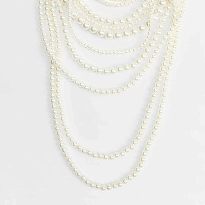 Girlgo Zaa MULTI-STRAND FAUX PEARL NECKLACE,Autumn Suit Sweater, Long Necklace, Daily Shopping Wedding Jewelry