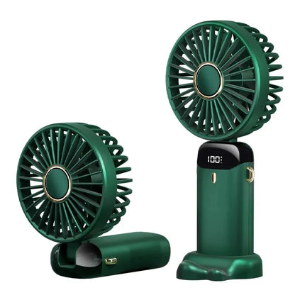 Clearance_USB Handheld Mini Fan Foldable Portable Neck Hanging Fans 5 Speed Rechargeable Fan with Phone Stand and Display Screen