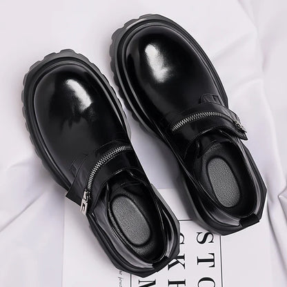 Derby men's leather shoes Thick bottomed British style design Leisure Party Business Office Luxury adult shoes Brown and Black