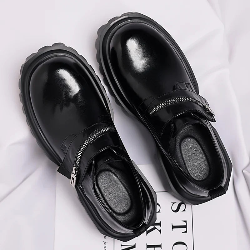 Derby men's leather shoes Thick bottomed British style design Leisure Party Business Office Luxury adult shoes Brown and Black