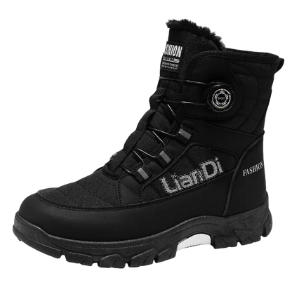 Large Size High-top Mens Cotton Shoes outdoor Snow Boots Warm Plush Lining Breathable Waterproof Fabric Non-slip Soles Safe Shoe