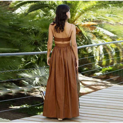 Women Tube Top Skirt Set Sexy Off Shoulder Suspenders Blouse Loose Elastic Waist Skirts Female Suits 2025 Summer Lady Outwear