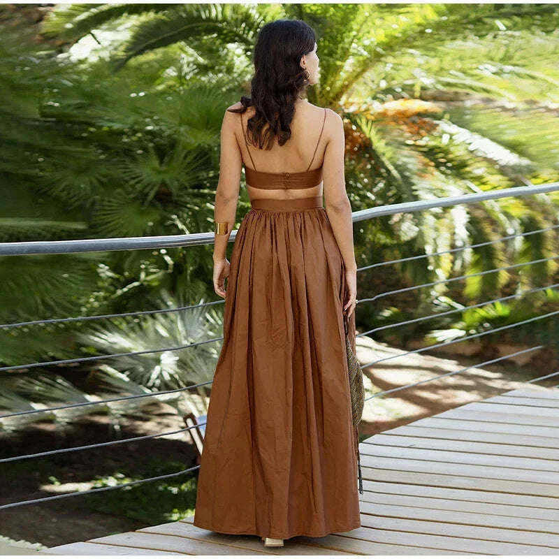 Women Tube Top Skirt Set Sexy Off Shoulder Suspenders Blouse Loose Elastic Waist Skirts Female Suits 2025 Summer Lady Outwear