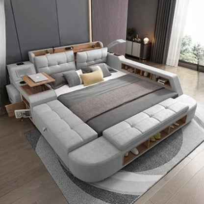Nordic Multifunctional King Size Bed with Drawers for Bedroom or Backyard Furniture
